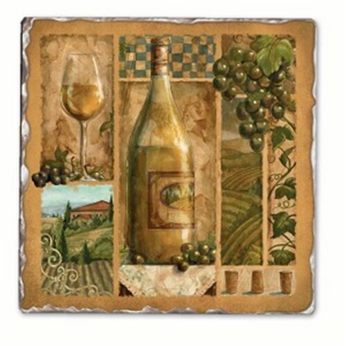 Counter Art CART11951 Italian Wine White Single Tumbled Tile Coaster Perspective: front
