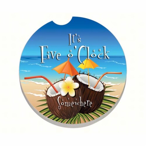 Counter Art CART12777 Five O Clock Coconuts Car Coaster Perspective: front