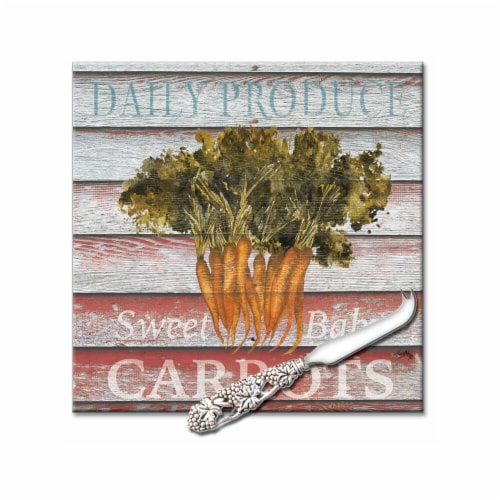 Counter Art CART26581 Square Glass Cheese Board Farm to Table, 8 in. Perspective: front