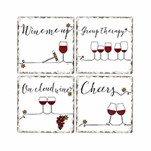 Counter Art CART88092 Underlined Wine Assortment Coasters Perspective: front