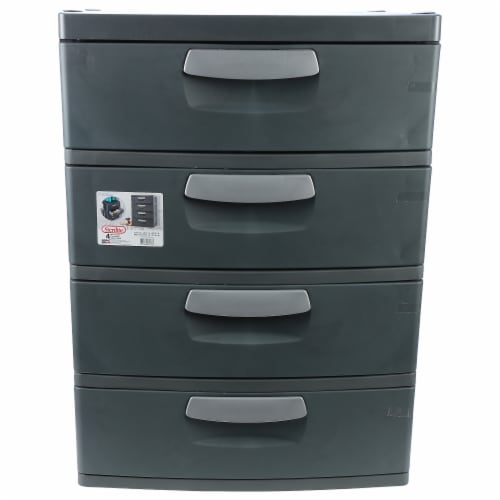 Sterilite 4-Drawer Organizer - Light Platinum Perspective: front