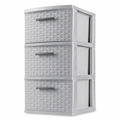 Sterilite 3 Drawer Weave Tower Drawers - Cement Perspective: front