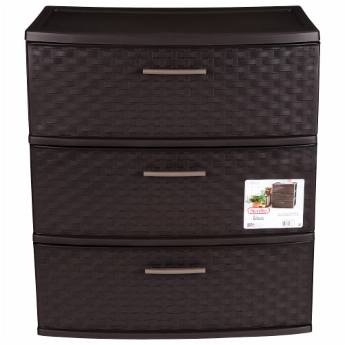 Sterilite 3 Drawer Wide Cart Black