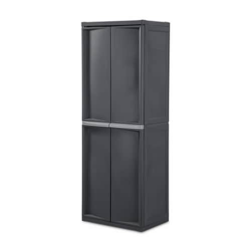 Sterilite Adjustable 4-Shelf Storage Cabinet with Doors, Gray | 01423V01