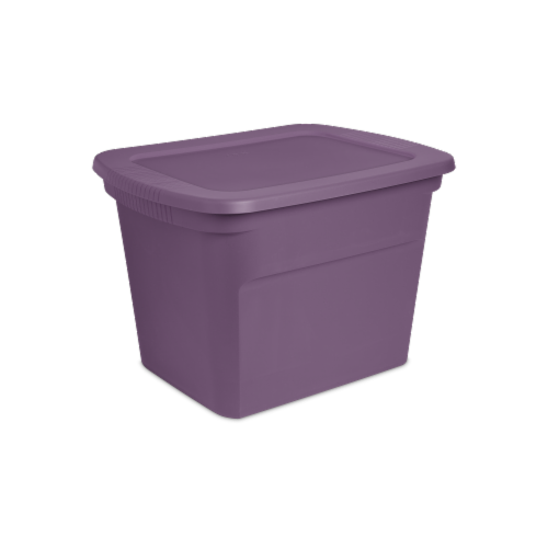  Sterilite 18 Gal Storage Tote, Stackable Bin with Lid, Plastic  Container to Organize Halloween Decorations in Closet, Purple Base and Lid,  8-Pack