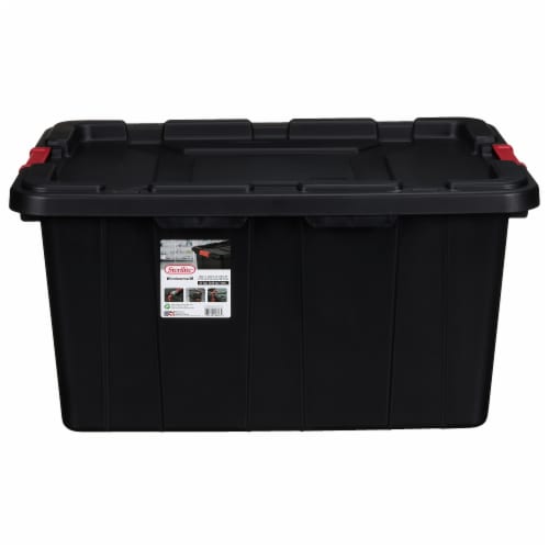 Sterilite 27 Gal Rugged Industrial Stackable Storage Tote w/ Lid, Black, 12  Pack, 1 Piece - Fry's Food Stores