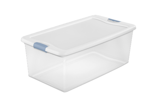 Sterilite Latching Storage Box - Clear/White Perspective: front