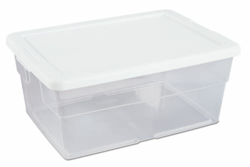 Sterilite 6 Qt. Clear Plastic Storage Box with White Lid 