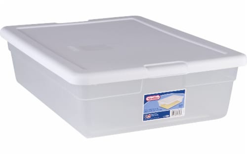 Sterilite 28-Quart Storage Box - Clear/White Perspective: front