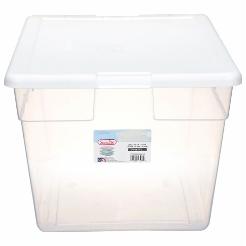 Sterilite® 56 Quart Storage Box - Clear with White Lid Perspective: front