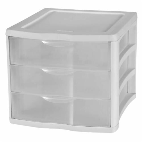Sterilite ClearView 3-Drawer Countertop Unit 1791 - White/Clear Perspective: front