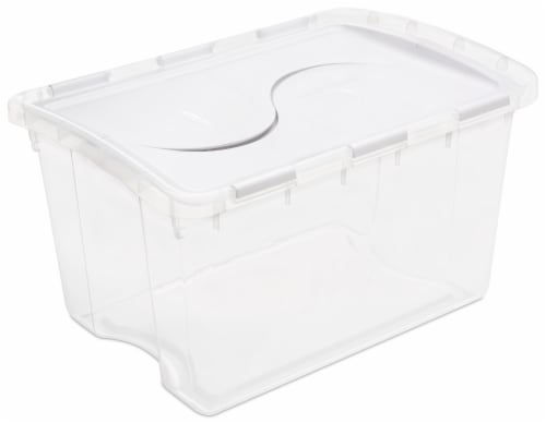 Sterilite 48 qt Clear/Red Ornament Storage Box w/Hinged Lid 13.13 in. H X  22.38 in. W X 15.88 in. D