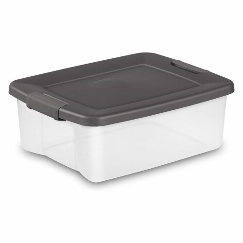 Sterilite 25 qt Clear & Gray Shelf Tote Perspective: front