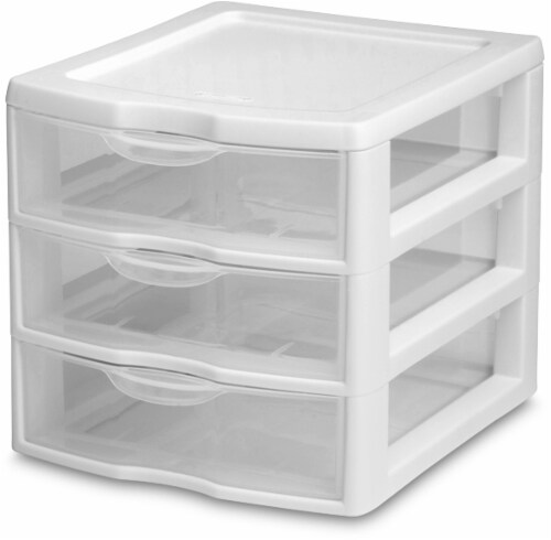 Sterilite ClearView Small 3-Drawer Unit - Clear/White Perspective: front