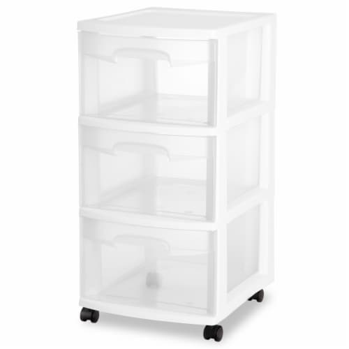 Sterilite® White 3-Drawer Cart Perspective: front