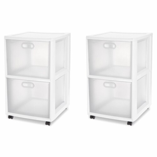 2-Pack Sterilite 36208002 Ultra 2 Drawer Plastic Rolling Storage Container Perspective: front