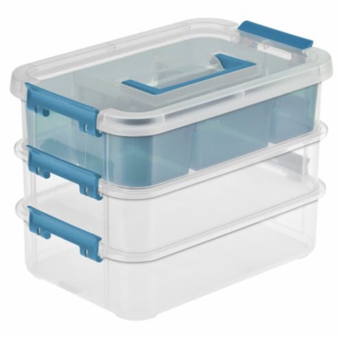 Sterilite 3-Layer Stack and Carry Organizer - Clear/Aqua, 1 ct