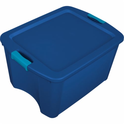 Sterilite Latch & Carry Tote - Blue Perspective: front