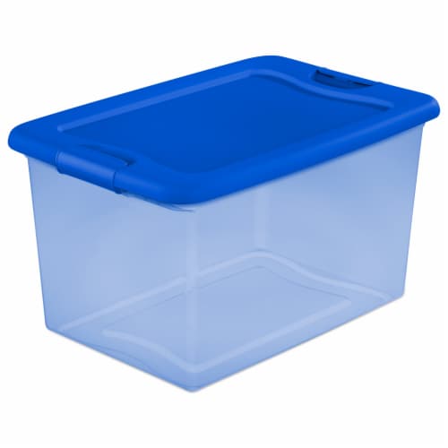 Sterilite Latch Storage Box - Pale Blue Tint/Blue Perspective: front