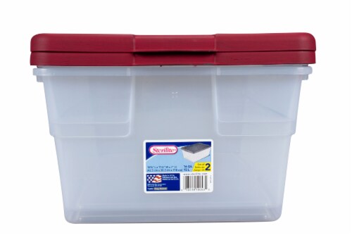 Sterilite Storage Boxes - 2 Pack - Rocket Red/Clear Perspective: front