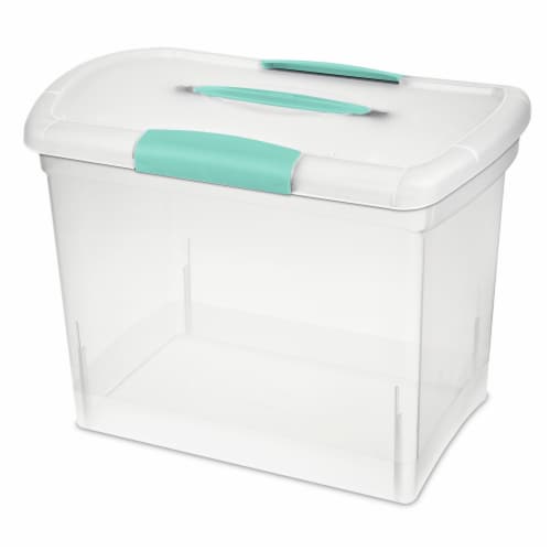 Sterilite ShowOffs Large Storage Box with Lid - Clear/Aqua Blue, 1 ct - QFC