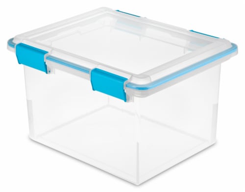 Sterilite ShowOffs Large Storage Box with Lid - Clear/Aqua Blue, 1 ct - QFC