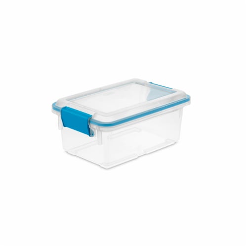 Sterilite 20 Qt. Clear Gasket Storage Box, Blue Latches with Clear