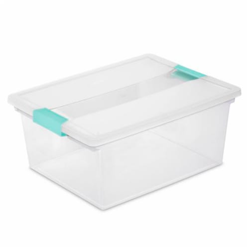 Sterilite Deep Clear Plastic Stackable Storage Bin with Clear Lid & Aqua  Latch, 1 Piece - Fred Meyer