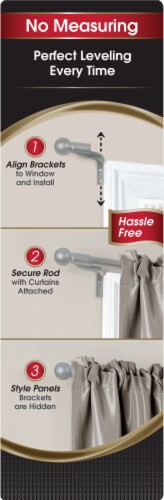 Maytex Mills Silver EZ Install Brushed Nickel Café Rod Perspective: front