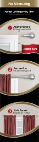 Maytex Mills Easy Install Silver Brushed Nickel Adjustable Drapery Rod Perspective: front