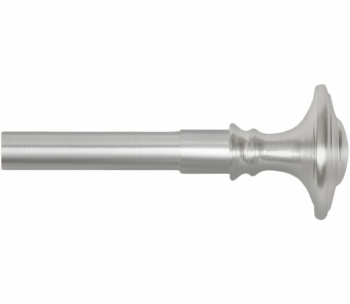 Maytex Mills EZ Install Brushed Nickel Drapery Rod with Knob Finials - Silver Perspective: front