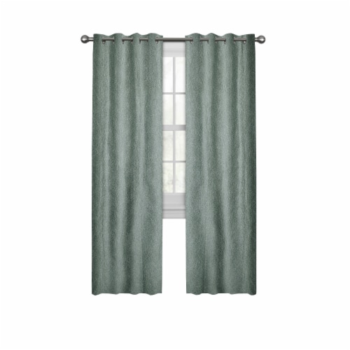 Maytex Mills Petal Mosaic with Gromm Curtains - Blue Perspective: front