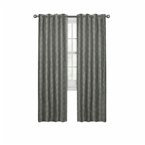 Maytex Mills Petal Mosaic with Gromm Curtains - Gray Perspective: front