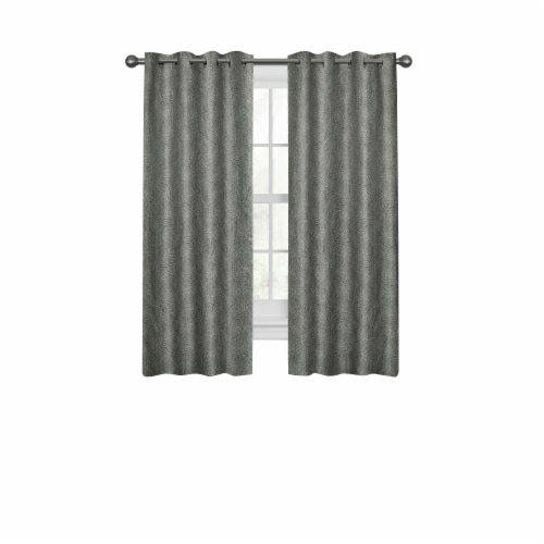 Maytex Mills Petal Mosaic with Gromm Curtain - Gray Perspective: front
