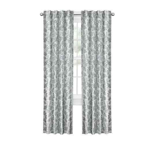 Maytex Mills Everly Easy Hang with Hooks Curtains - Charcoal Perspective: front
