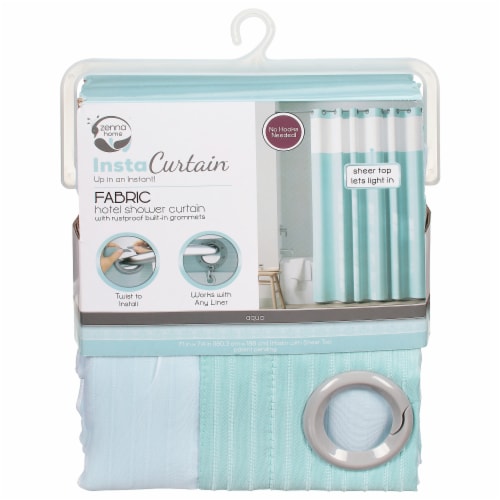 Maytex Mills Instacurtain Kadin with a View Shower Curtain - Aqua Perspective: front