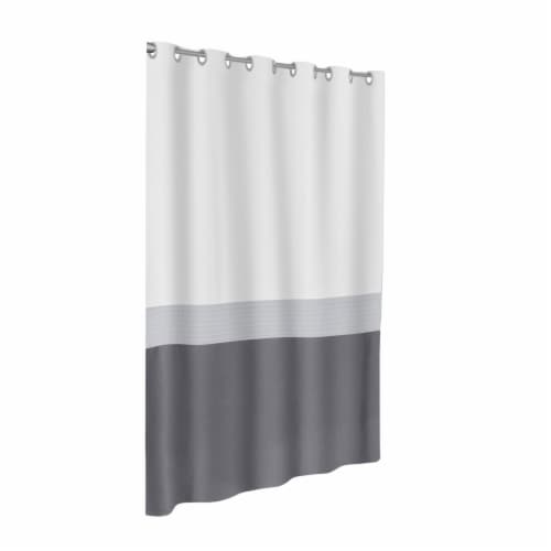 Maytex Mills InstaCurtain Colorblock Stripe Shower Curtain - Gray Perspective: front