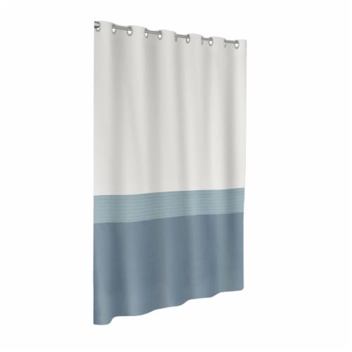 Maytex Mills InstaCurtain Colorblock Stripe Shower Curtain - Blue Perspective: front