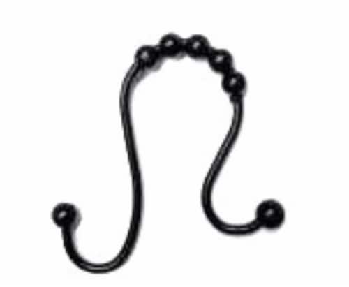 Zenna Home Open Double Gilde Shower Curtain Hooks Pack - Matte Black Perspective: front