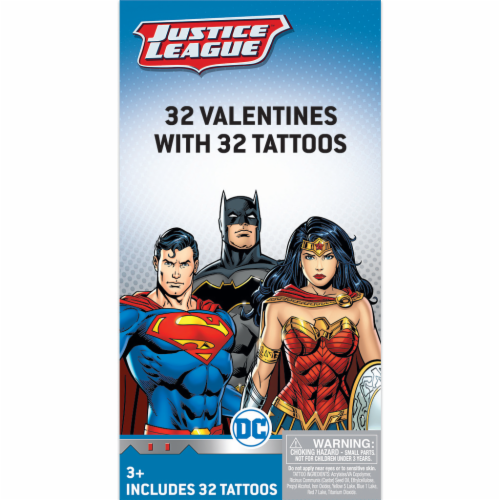 Paper Magic DC Justice League Valentines with Tattoos Perspective: front