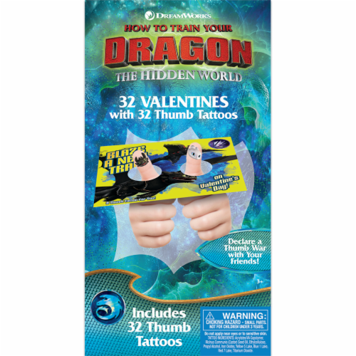 Paper Magic DreamWorks How To Train Your Dragon Valentines with Tumb Tattoos Perspective: front