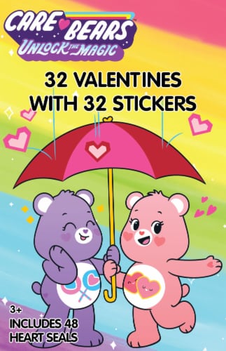Paper Magic Care Bears™ Valentines with Stickers & Heart Seals Perspective: front