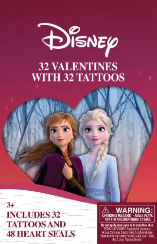 Paper Magic Disney Frozen Valentines with Tattoos & Heart Seals Perspective: front