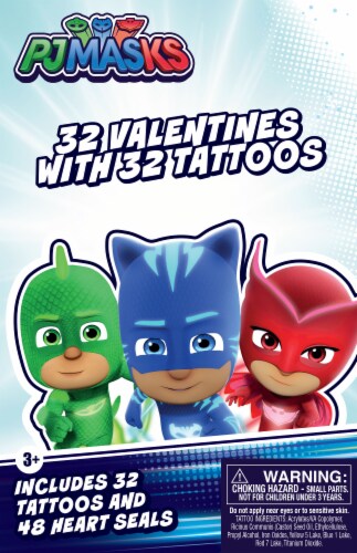 Paper Magic PJ Masks Valentines with Tattoos Perspective: front
