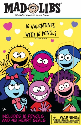 Paper Magic Mad Libs® Valentines with Pencils & Heart Seals Perspective: front