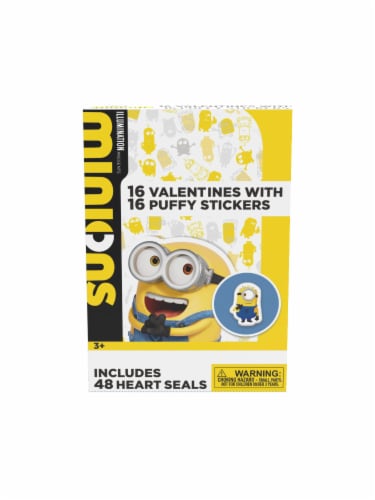 Paper Magic Valentine's Exchange Cards Minions Puffy Stickers Perspective: front
