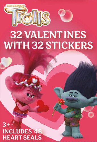 DreamWorks Trolls Valentine's Stickers Perspective: front
