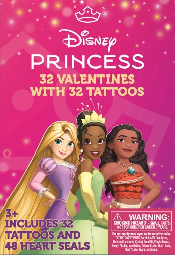 Disney Princess Valentine's Tattoos & Heart Seals Perspective: front