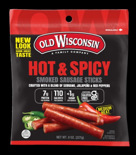 Old Wisconsin® Hot & Spicy Smoked Sausage Sticks Perspective: front