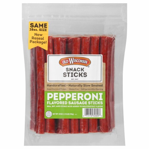 Old Wisconsin Pepperoni Snack Sticks Fresh Sliced Deli Meat Perspective: front